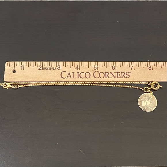 LK Gold-tone Double Chain “I Love You” Round name Plate Bracelet - Picture 11 of 15